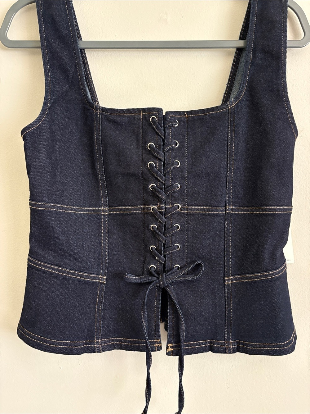 Moon River Lace-Up Detail Denim Corset Top Size Large - Picture 5 of 13